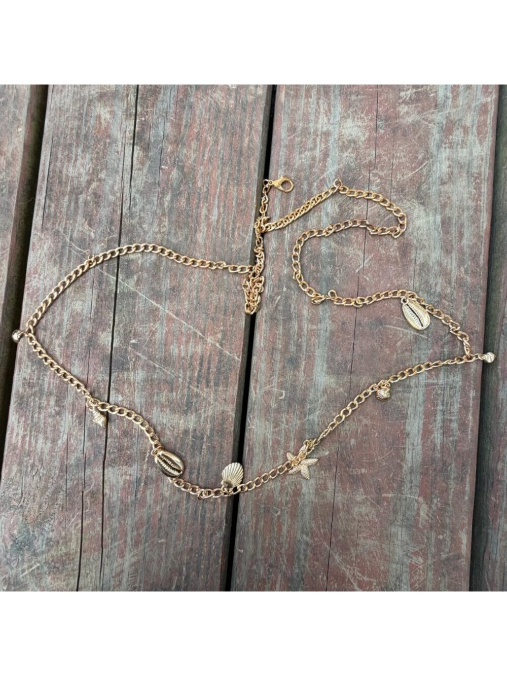 Gold Chain Belt With Seashell & Starfish Charms